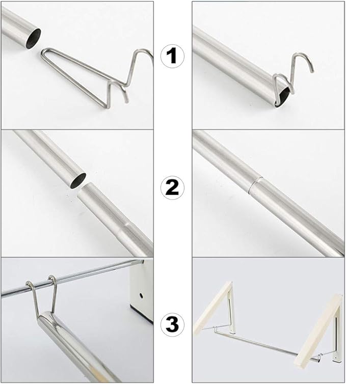 Retractable Clothes Rack Hangers, Folding Coat Hanger Stainless Steel, Foldable Clothes Drying Rack Wall Mounted Space-Saving Wall Mount Cloth Rod Retractable for Bathroom Balcony Wardrobe Kitchen
