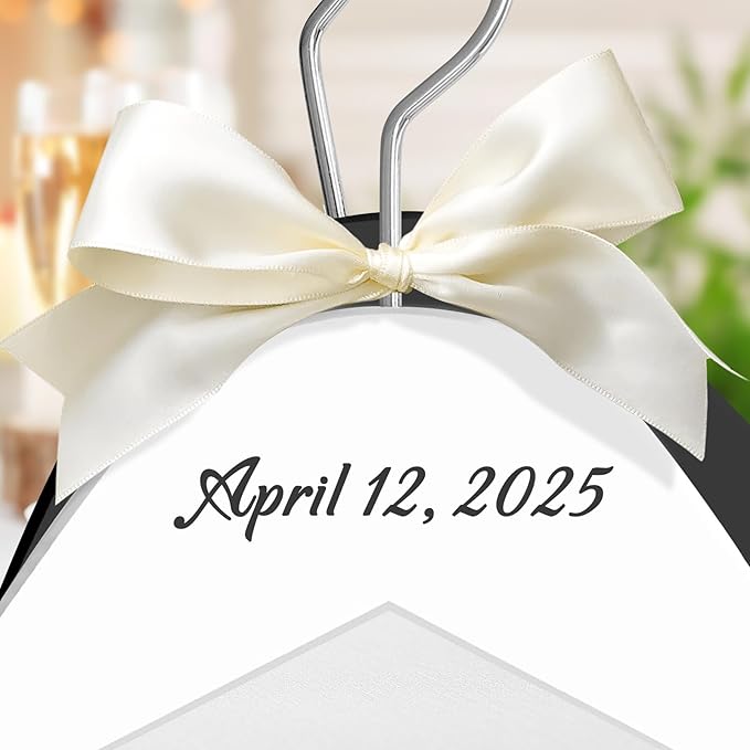 2 Pcs Personalized Wedding Hangers, Mr & Mrs Custom Hangars Name for Bride and Groom, Wooden Dress Hanger, 4 Colors Wedding Hangers for Bridal Shower, Engagement, Anniversary, Bridesmaid Gift