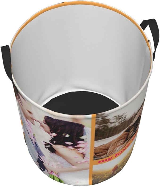 Custom Laundry Basket,Personalized Laundry Hamper With Photo Name,Customized Dirty Clothes Storage With Handle,Collapsible Waterproof Storage Basket For Bathroom Living Room Bedroom