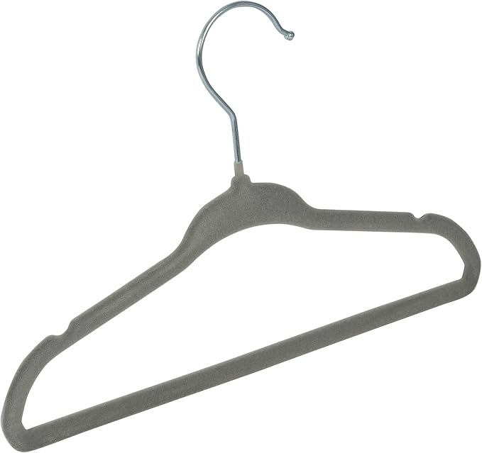 Honey-Can-Do 25-Pack Slim-Profile Non-Slip Velvet Baby Hangers, Grey HNG-09295 Grey