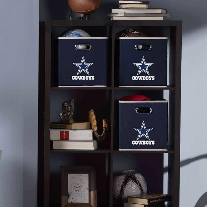 Franklin Sports NFL Storage Bins - Collapsible Cube Container + Basket - NFL Office, Bedroom + Living Room - 11"x11"