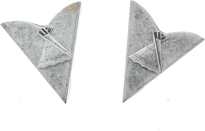 HHH Designs Antique Silver Collar Tips - Western Collar Stays - Silver Finish Tee Pee Tips for Men and Women - Made in USA