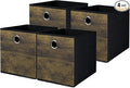 4 Pack Durable Storage Cube Bin with Decorative Wood Grain,Stylish Thickened Fabric Cube Box,Space-saving Storage Basket for Shelves,Closet,Office,Bedroom,Living Room,Nursery,Dorm,RV,13x13x13in(Large)