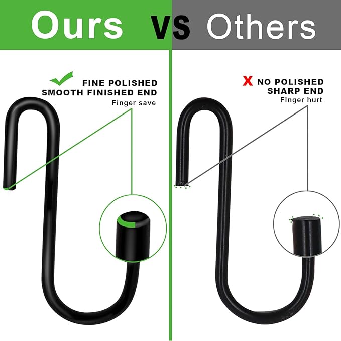 30 Pack 2.4 inches S Hooks for Hanging on Wire Shelves, Black S Shaped Hanging Hooks Hangers Pan Holder Pot Wire Rack Hooks for Kitchenware Spoons Pans Pots Utensils Jeans Bags Towels Plants,