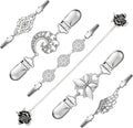Vintage Sweater Clips Shawl Dresses Shirt Clips Retro Cardigan Collar Chain Clips Brooch Pins for Women