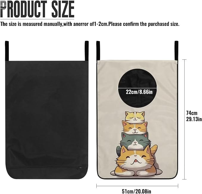 ZFRXIGN Funny Cat Hanging Laundry Hamper for Laundry Dirty Clothes Basket Over The Door Laundry Hamper Bag Cute Kitten Storage Organizers for Home Bedroom Dorm Closet Hampers