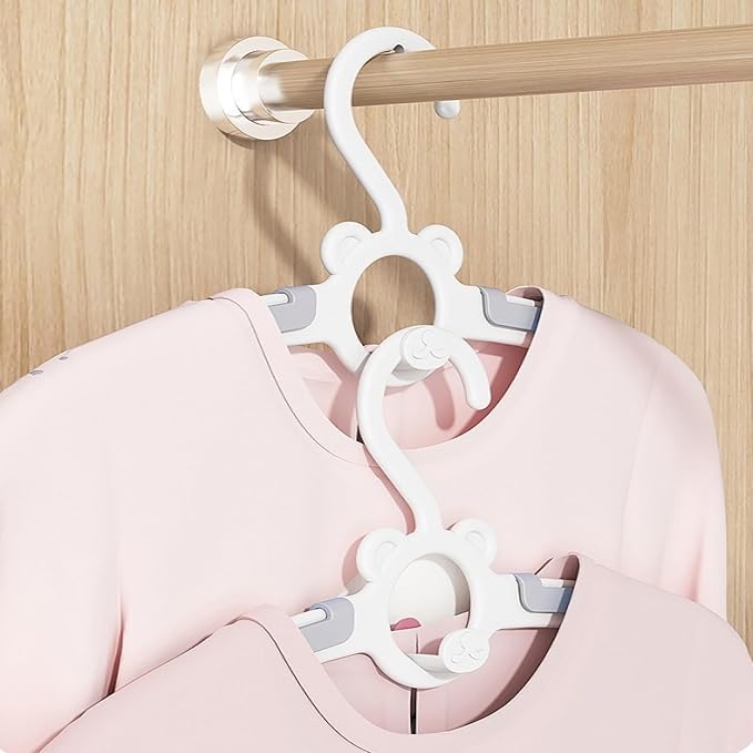 Baby Hangers 50 Pack, Stackable Design Saves Cabinet Space, Adjustable Children'inks Hangers According to The Size of Clothes, Suitable for Babies and Children(Pink)