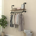 Tianman 40" W,Industrial Detachable Wall Mounted Black Iron wooden Garment Bar,Pipe Clothes Rack,Heavy Duty pipe clothing rack, Multi-Purpose Hanging Rod for Closet Storage (40" W)