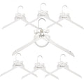 7 Pcs Bride Hanger White Wooden Bridesmaid Hangers with Bow and Pearl Necklace for Wedding Dresses Bridesmaid Gowns Personalized Wedding Gifts (1 Bride + 6 Bridesmaid Hangers)