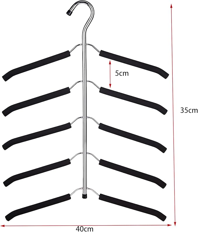3 Pack 5 in 1 Space Saving Clothes Hangers Chrome and Foam Blouse Tree Hangers Multi Layers Clothes Rack Non Slip Stainless Steel Shirt Hanger Coats Hanger Closet Storage Organizer(White)