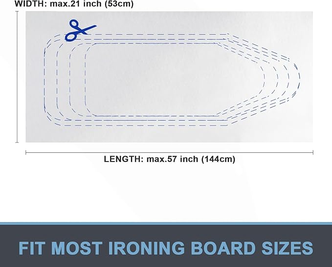Ironing Board Padding Only, Cut to Desired Sizes, Fitting up to 21x57 Ironing Boards, Thick Premium Felt Underlay Pad, Universal Replacement Iron Board Felt Pad (57" x 21")