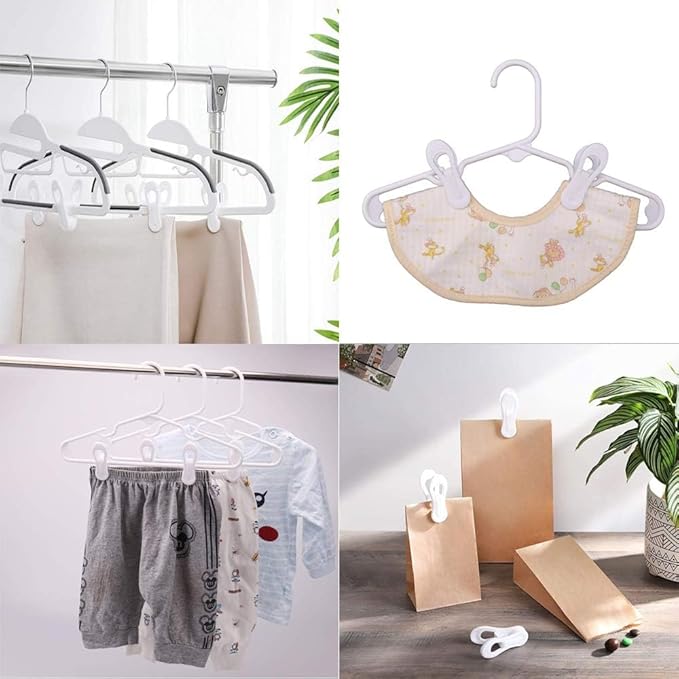 Strong Plastic Hanger Clips - Multi-use for Jeans, Skirts, Sweaters & Pants (30Pcs White)