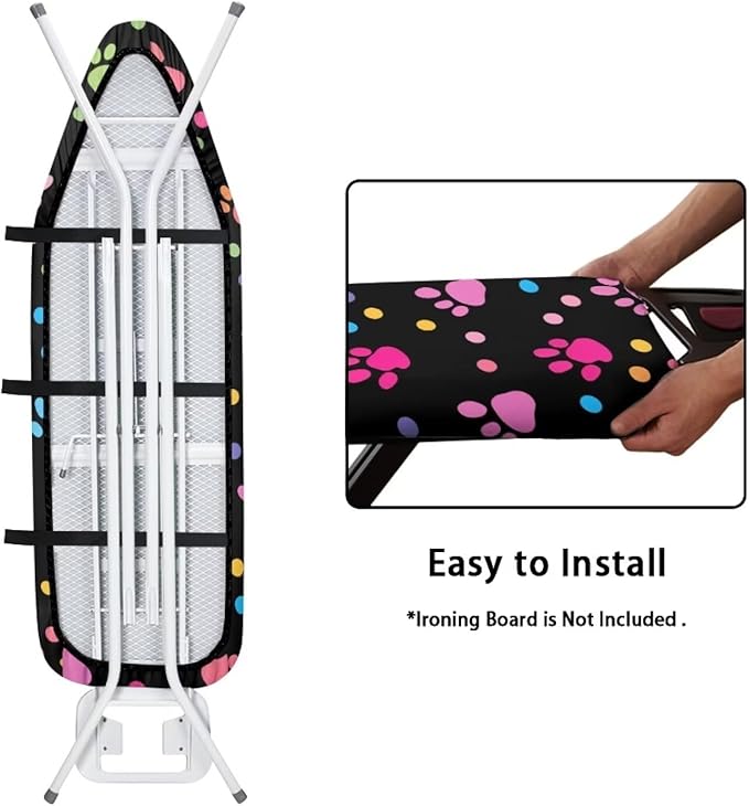 Flashideas Dog Paw Prints Ironing Board Cover and Pad- 52" x 13" Iron Board Cover Fits Standard Size, Iron Board Cover Accessories