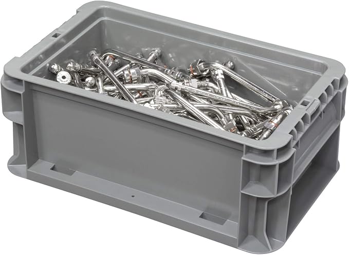 Buckhorn SW120705F101000 Plastic Straight Wall Storage Container Tote, (12-Inch x 7-Inch x 5-Inch), Light Gray