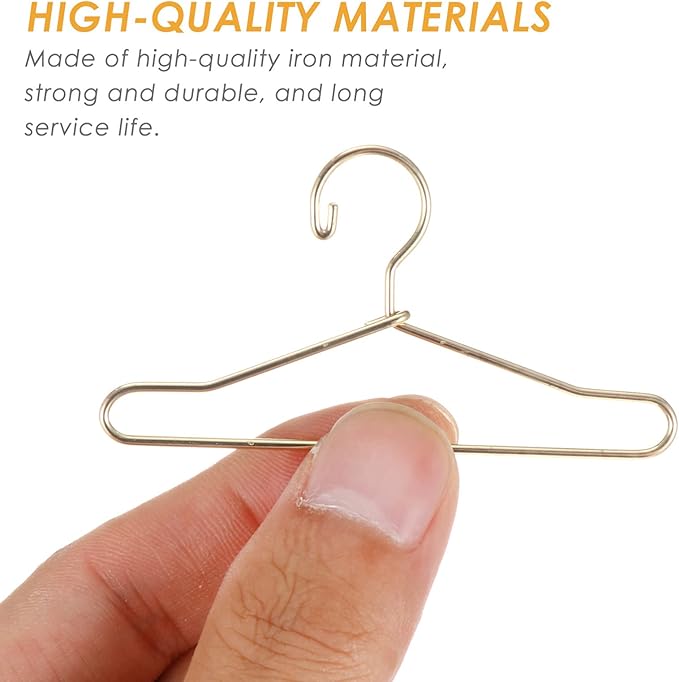 Coat Hanger 20 Pcs Doll Clothes Hangers Miniature Wire Hangers, Metal Hangers for Doll Dress Necklaces (6.5CM Golden) Clothes Hanger
