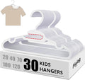 Kids Hangers 30 Pack - Infant Toddler Childrens Hangers for Baby Clothes, Stackable Plastic Child Hanger for Closet - Ideal for Boys and Girls, Clothing, Pants, Coats, and More -White