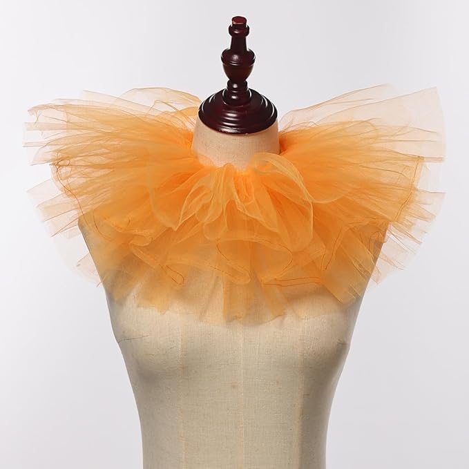 BLESSUME Victorian Retro Mesh Neck Ruff Ruffle Collar Layered Clown Neck Collar