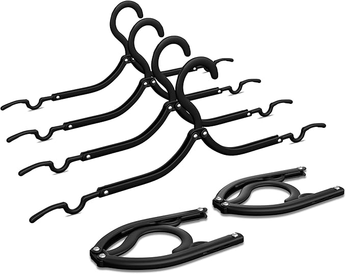 NICEDACK Premium Travel Hangers 12 Pack Portable Folding Clothes Hangers - Super Bearing Collapsible Hanger Foldable Clothes Drying Rack for Travel, Indoor and Outdoor Use, Black