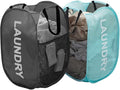 Mesh Pop Up Laundry Hampers, Collapsible Laundry Baskets Portable Clothes Hampers for Home, Dorm Room, Laundry Room, Cruise (Black + Blue)