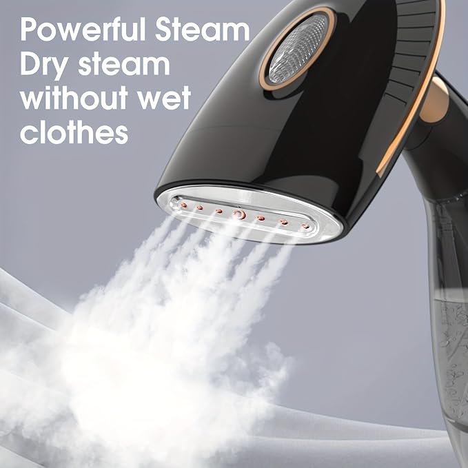 Handheld Steam Iron, 1500W Steam Iron with 6.5oz/108ml Adjustable Water Bottle, Vertical/Horizontal Steam and Ironing, Lightweight, Auto Shutoff, Black, DJ-1009 (Black - Steamer for Clothes)