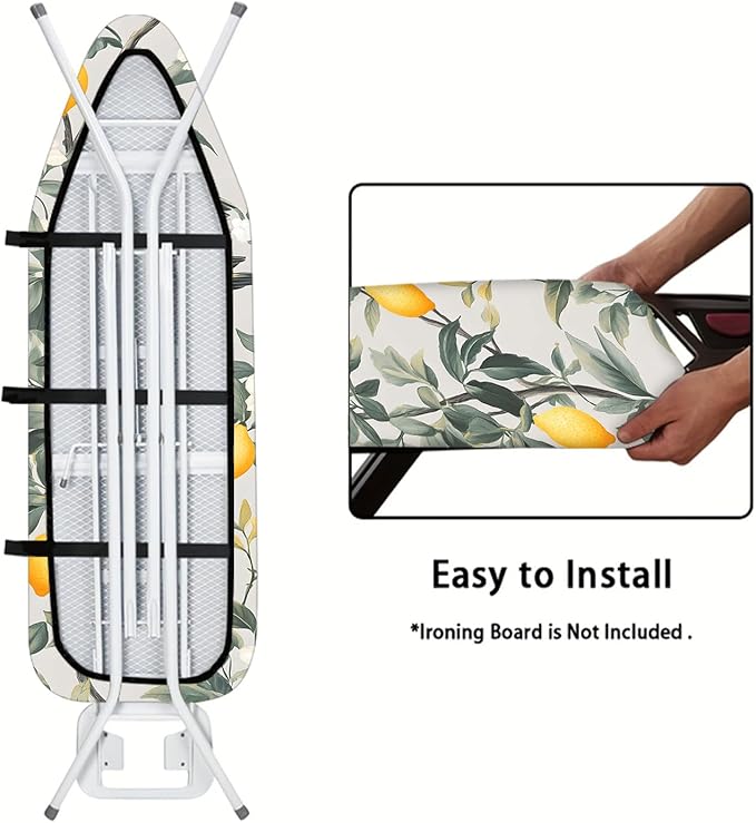 Nuxovilar Ironing Board Cover with Lemon Tree and Hummingbirds Pattern, 15x54 Inches Polyester - Cover for Ironing Board for Kitchen, Breakfast Nook, Bright Space