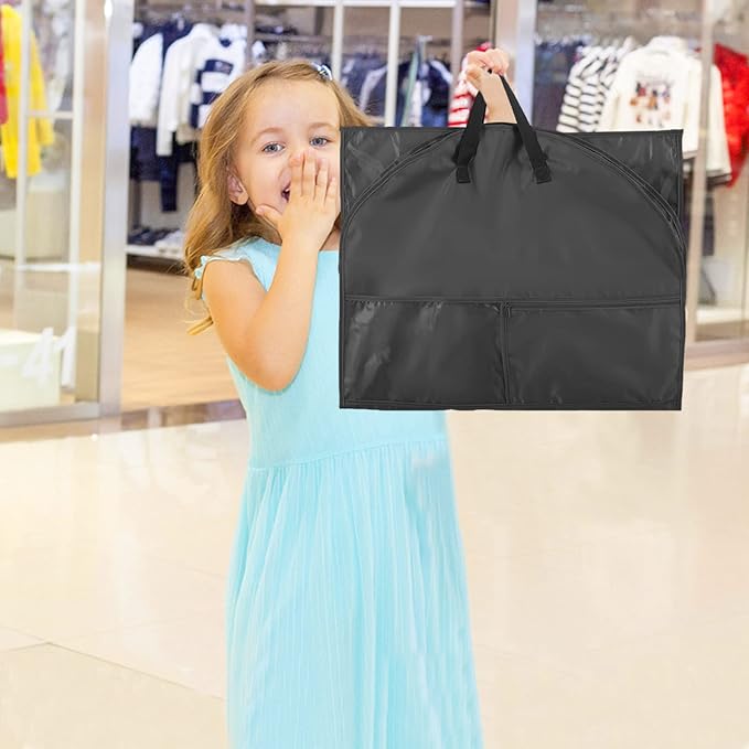 1 Pack Garment Bag for Travel Storage,Dance Costumes Competition Bag,Girls Dress Recital Dance Bag Kids Garment Bags for Hanging Clothes,Clear Cheer Uniform Garment Bag.Black