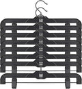 True Black Plastic Pant Skirt Hangers 20 Pack, with Plastic Clips and Steel Wire, All Black Finish 14inch