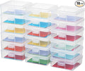 novelinks Plastic Clear Storage Containers for Organizing, Craft Storage Organizers and Stackable Storage Bins with Lids for Pencil Box, Bead, Cookie Cutter, Board Game (18 Pack Small)