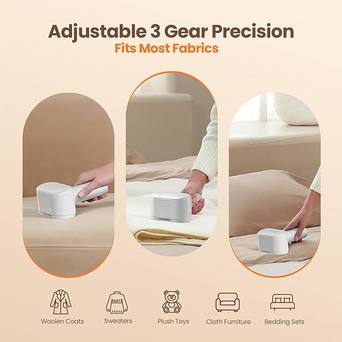 Mosthink Fabric Shaver, 2-In-1 Electric Lint Shaver & Brush, Dual-Head Lint Remover for Clothes Couch Furniture | 3-Speed Fuzz & Pilling Remover | Sweater Shaver with LED Display | Type-C Rechargeable