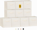 Criusia Storage Cubes, 11 Inch Clothes Storage Bins with Dual Handles (10 Pack), Fabric Collapsible Storage Bins for Shelves Closet, Cubby Organizer Bins for Clothing Toys Blanket Yarns (Beige)