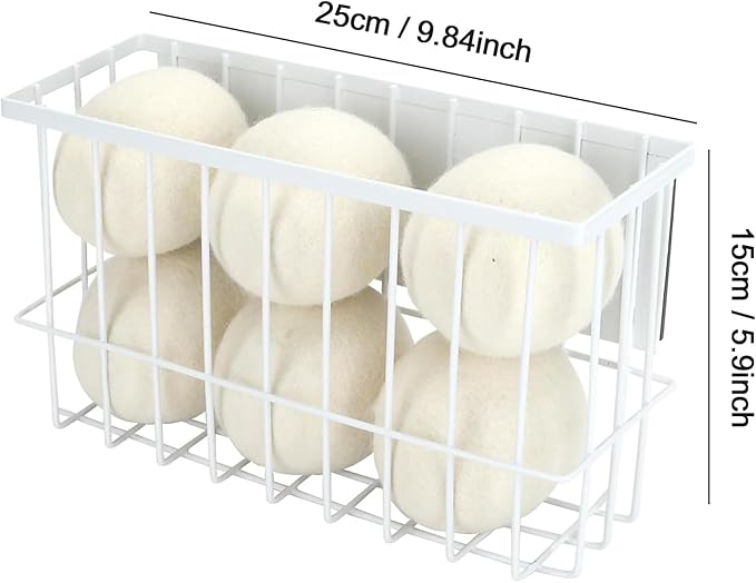 Magnetic Dryer Ball Holder Magnetic Lint Bin for Laundry Room Wool Dryer Ball Organizer, Iron Dryer Ball Container for Laundry Room Organization and Storage