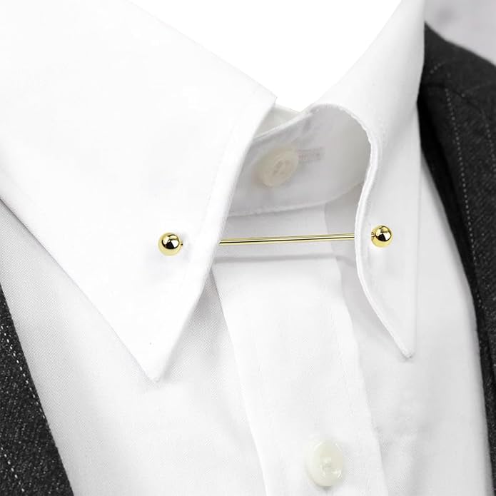 Classic 4-Piece Set Solid Brass Collar Bar for Men Multi-Style Metal Anti-Curl Shirt Collar Stays Tie Pins