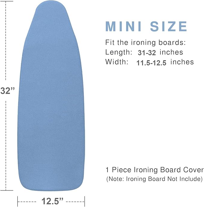 Tabletop Ironing Board Cover and Pad 12.5 x 32, Elastic Edge, Silicone Coated, Resist Scorching, Heavy Duty Padded Cover for Mini Small Iron Board (Blue, 12.5" x 32")