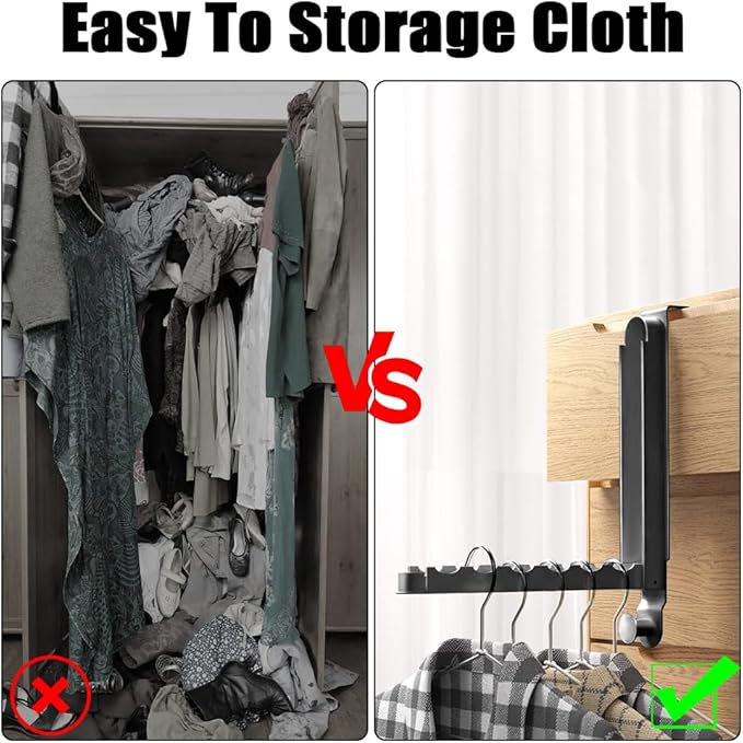 Over The Door Hanger Hooks for Clothes Small Portable Storage Hooks, Over The Door Clothes Drying Rack for Laundry Heavy Duty Foldable Clothes Organizer Coat Towels Hanging Rack