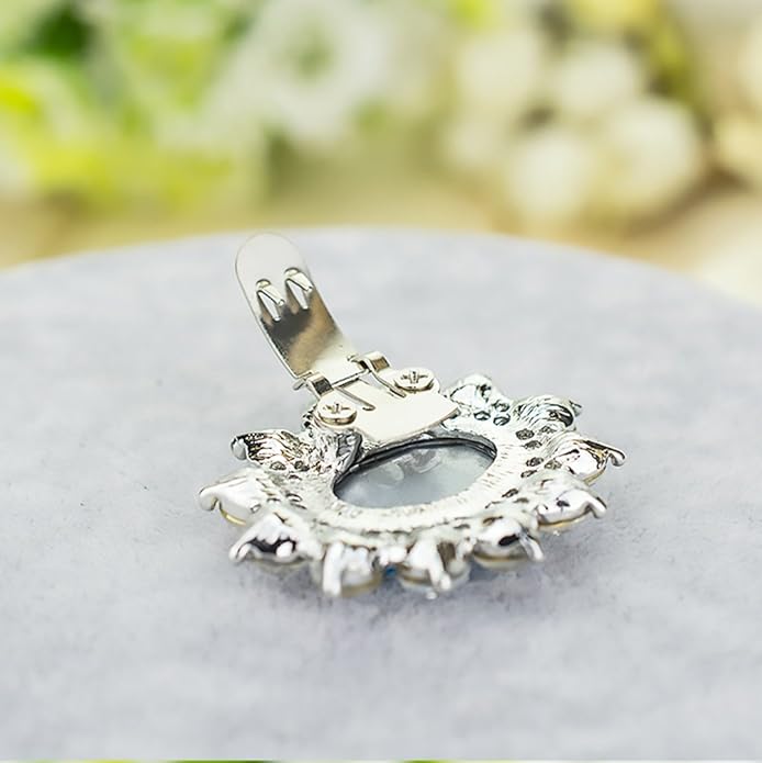 Ruihfas 2Pcs Sparkly Removable Oval Egg Shape Crystal Shoe Clips Accessories for Women Bride Wedding Prom Party Shoes Decoration