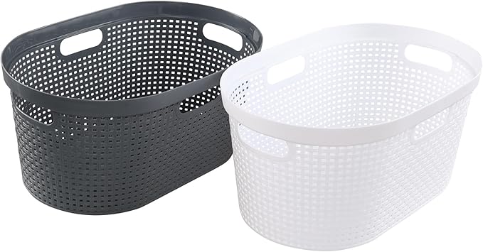 Pekky 4 Pack Laundry Basket with Cutout Handles, 40 L Plastic Hampers for Laundry