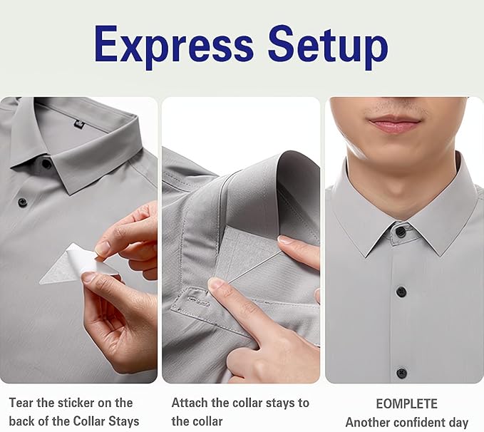Collar Stays for Polo Shirts, No Curl Collar Polo Shirt Collar Stays, Polo Shirt Collar Fixed Great for Any Shirt with Collar