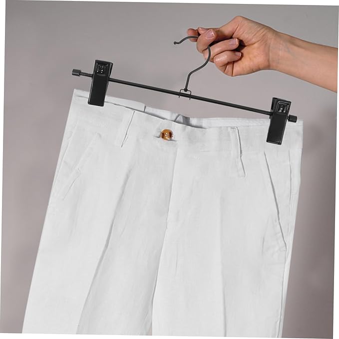 Healifty 10pcs Metal Pants Hangers Clips Heavy Duty Skirt Hangers Adjustable Clips for Pants and Skirts Rotating Hooks Sturdy Construction
