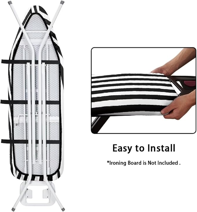 Zebra Stripe Non Stick Scorch and Stain Resistant Cover Fits 15" x 54" Ironing Boards Heat Reflective Easy-Fit Ironing Board Cover Adjustable Fastener Straps