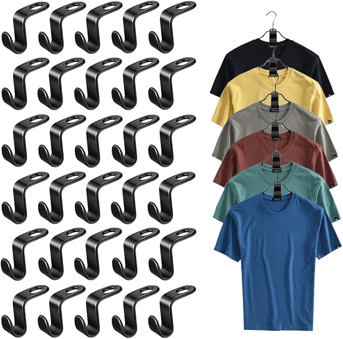100 Pcs Clothes Hanger Connector Hooks, Wardrobe Hanger Extender Clips, Cascading Connection Hooks for Clothes Cabinet Closet Organizer Space Savers Outfit Hangers Accessory, Black