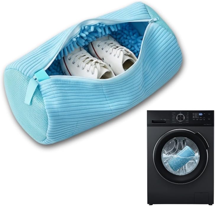 1Pc Shoe Washing Machine Bags kit – Reusable Mesh Laundry Bags for Washer & Dryer with 2 Shoe Trees & Cleaning Brush, 360° Deep Clean Shoe Cleaner Bags for Sneakers & Trainers