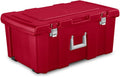 Sterilite Wheeled Footlocker, Lockable Plastic Utility Storage Bin with Lid, Red - Heavy-Duty Organizing Containers for Home, Office, Garage, and Basement