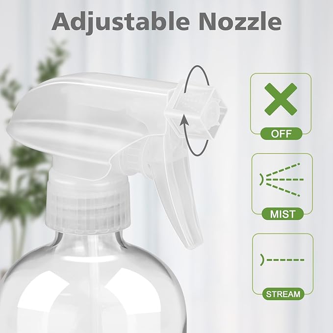 Glass Spray Bottles with Silicone Sleeve Protection, Empty 16 oz Refillable Containers, Reusable Spray Bottles with Adjustable Nozzle for Hair, Cleaning Solutions, 1 Pack Purple