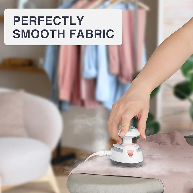 BEAUTURAL Mini Travel Steam Iron for Clothes with Dual Voltage, Temperature Control, Non-Stick Soleplate and Cord Storage, Ideal for Sewing, Quilting and Handcraft