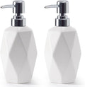 Soap Dispenser, 13.5oz Ceramic Soap Dispenser Bathroom for Kitchen & Bathroom Set of 2 (White, 2 Pack)