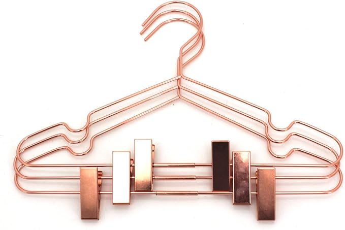 50Pack Koobay 13" Rose Copper Gold Shiny Metal Wire Top Clothes Hangers with Clips for Shirts Coat Storage & Display