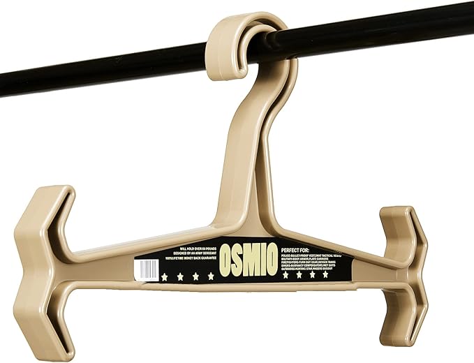 OSMIO (3 Pack) Heavy Duty Hanger for Tactical Attachments, Weight Vest, Diving Equipment, Wetsuit and Scuba BCD (Tan)