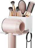 Hair Dryer Holder Wall Mounted, Hair Tools Organizer, Bathroom Space-Saving Blow Dryer Organizer Curling Irons Storage Wall Mounted White (Self-Adhesive and Drilling)