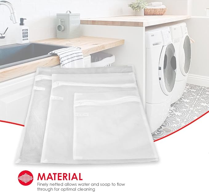 Sunbeam 3 Piece Micro Mesh Delicate Laundry Wash Bag, White