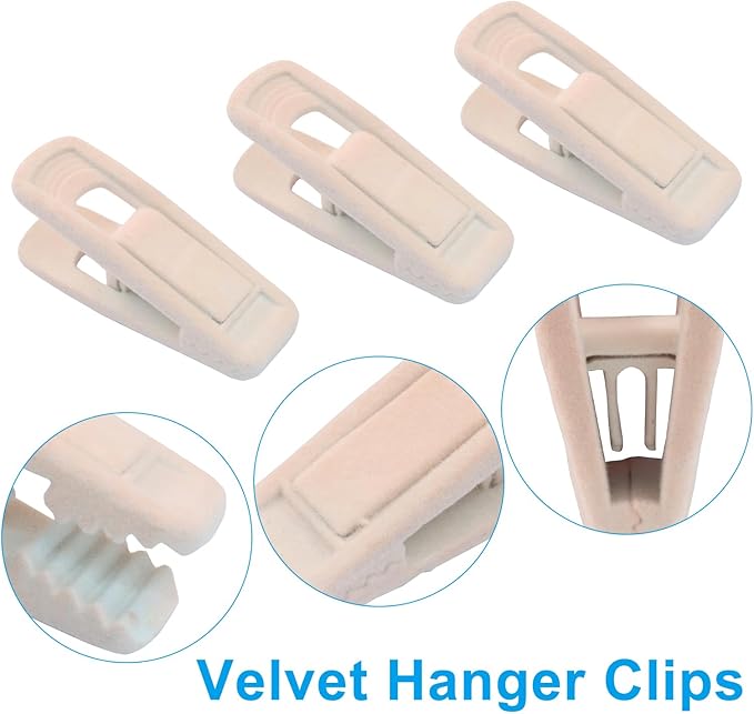 30 Pack Light Pink Velvet Hanger Clips, Strong Hanger Clips Perfect for Organizing Skirts/Pants/Thin Felt Hangers